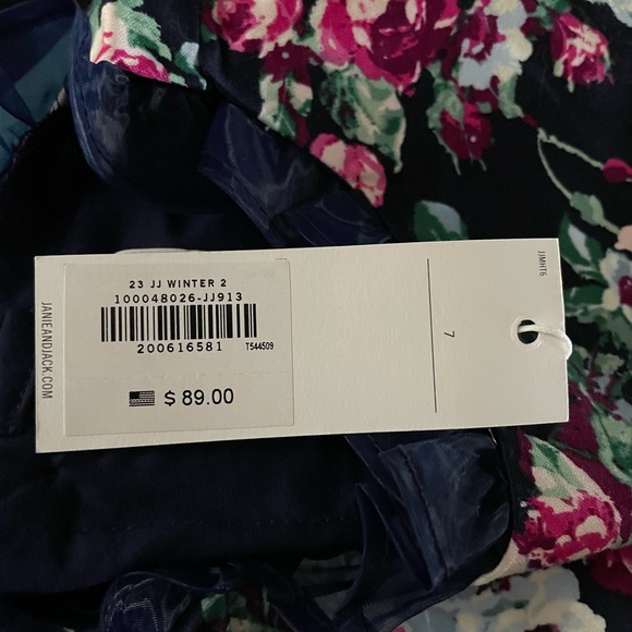 NWT Janie & Jack Floral Satin Ruffle Dress Size 7 and matching headband - Picture 6 of 10